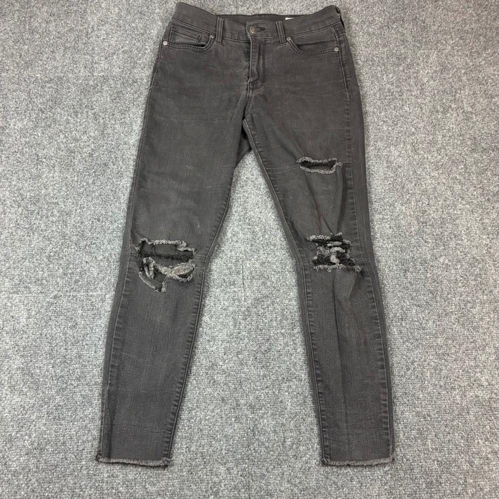 VTG Pistola Distressed Skinny Jeans Faded Black Raw Hem Womens Size 28 28x26